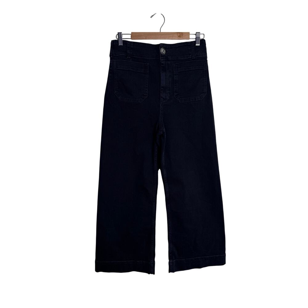 NEW Anthropologie Maeve The Colette High-Rise Crop Wide-Leg Jeans Black Size 29 - Picture 3 of 7